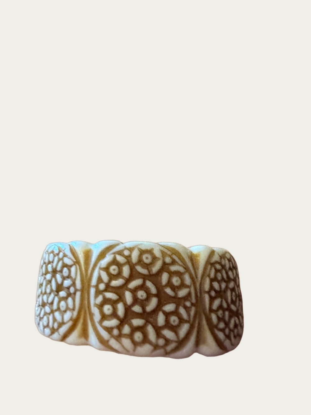 Carved Cream and Brown Resin Bracelet